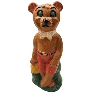 Vintage 1974 Avalon Industries Rubber Fancy Bear Toy Painted Details Beehive